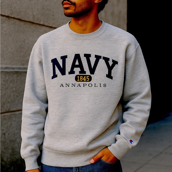 Blue 84 Navy Annapolis 1845 Crewneck Sweatshirt Gray Small Unisex Collegiate USA - Picture 1 of 5